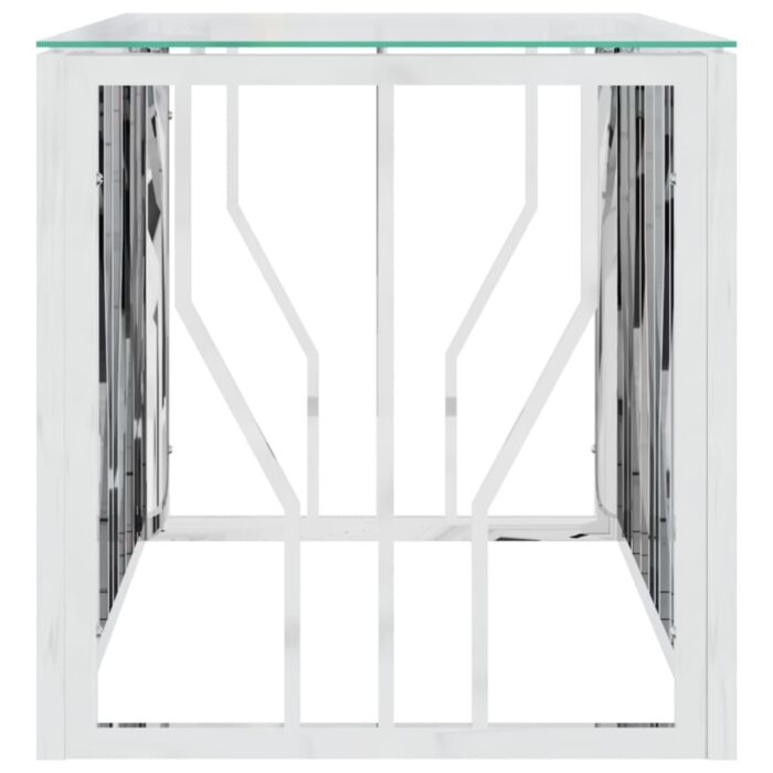 Table basse 110x45x45 cm acier inoxydable et verre – Image 2