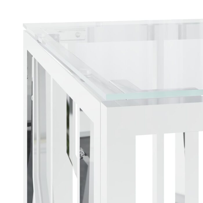 Table basse 110x45x45 cm acier inoxydable et verre – Image 3