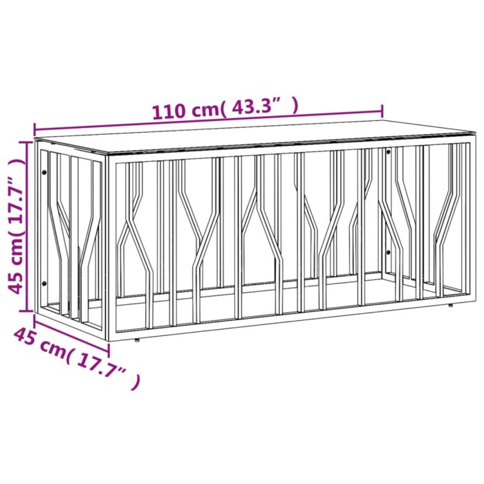 Table basse 110x45x45 cm acier inoxydable et verre – Image 4