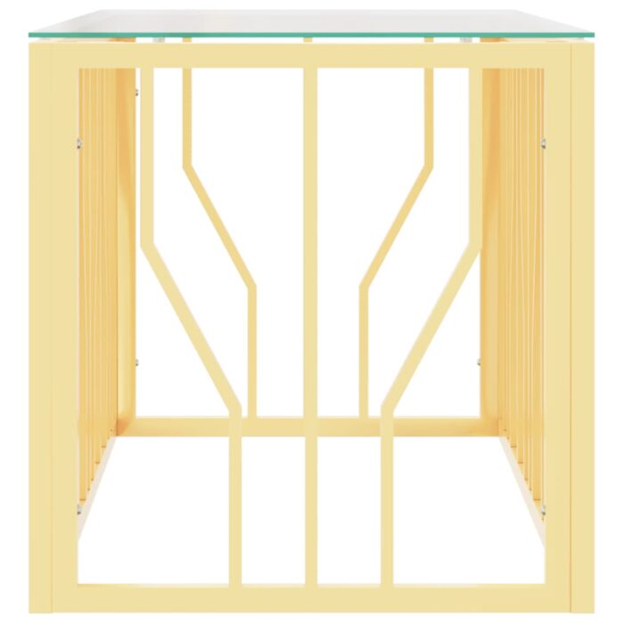 Table basse 110x45x45 cm acier inoxydable et verre – Image 2