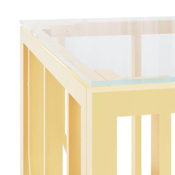 Table basse 110x45x45 cm acier inoxydable et verre – Image 3