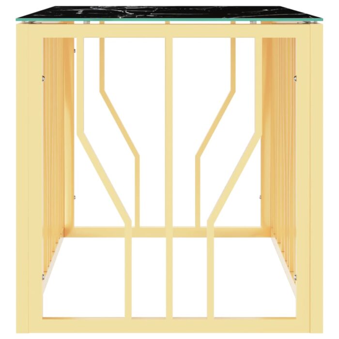 Table basse doré 110x45x45 cm acier inoxydable et verre – Image 2
