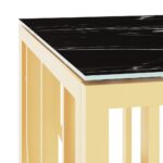 Table basse doré 110x45x45 cm acier inoxydable et verre – Image 3