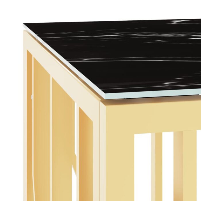 Table basse doré 110x45x45 cm acier inoxydable et verre – Image 3