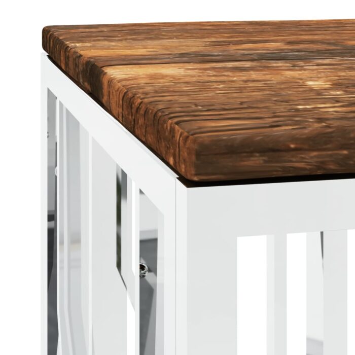 Table basse acier inoxydable et bois massif de récupération – Image 3