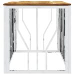 Table basse argenté acier inoxydable et bois massif d'acacia – Image 2