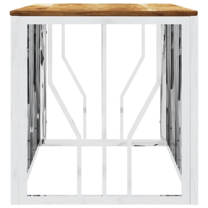 VXL8720287200338_g_en_hd_2.jpg Table basse argenté acier inoxydable et bois massif d'acacia – Image 2