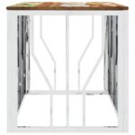 Table basse argenté acier inoxydable/bois massif récupération – Image 2