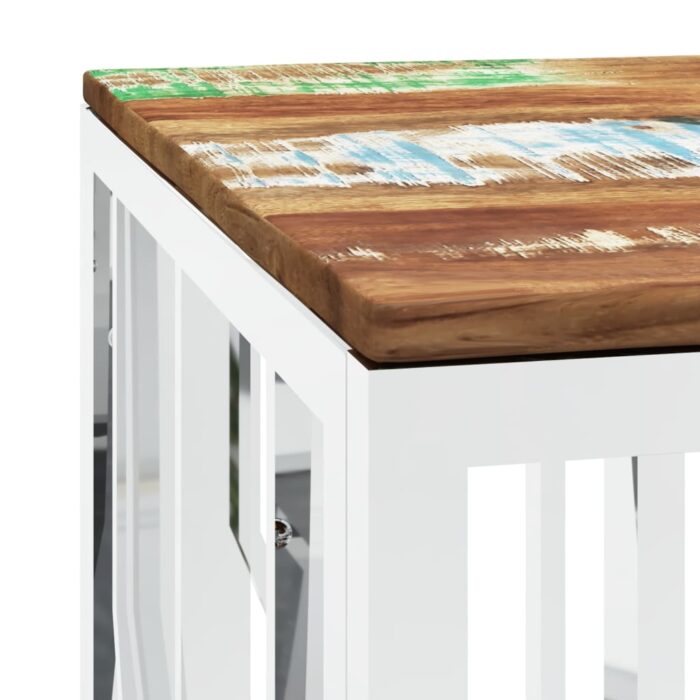 Table basse argenté acier inoxydable/bois massif récupération – Image 3