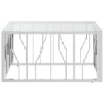 Table basse 80x80x40 cm acier inoxydable et verre – Image 2