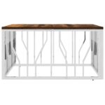 Table basse argenté acier inoxydable/bois massif récupération – Image 2