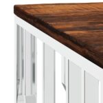 Table basse argenté acier inoxydable/bois massif récupération – Image 3