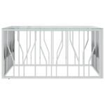 Table basse 100x100x50 cm acier inoxydable et verre – Image 2