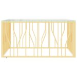 Table basse 100x100x50 cm acier inoxydable et verre – Image 2