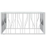 Table basse argenté 100x100x50 cm acier inoxydable et verre – Image 2