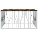 Table basse argenté acier inoxydable/bois massif récupération – Image 2