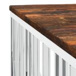 Table basse argenté acier inoxydable/bois massif récupération – Image 3