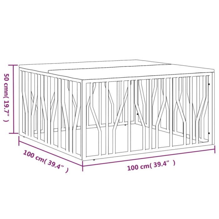 Table basse argenté acier inoxydable/bois massif récupération – Image 4