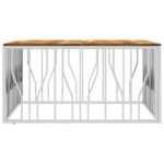 Table basse argenté acier inoxydable et bois massif d'acacia – Image 2