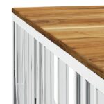 Table basse argenté acier inoxydable et bois massif d'acacia – Image 3