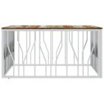 Table basse argenté acier inoxydable/bois massif récupération – Image 2
