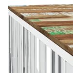 Table basse argenté acier inoxydable/bois massif récupération – Image 3