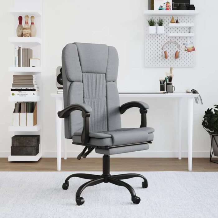 Fauteuil inclinable de bureau Gris clair Tissu – Image 1