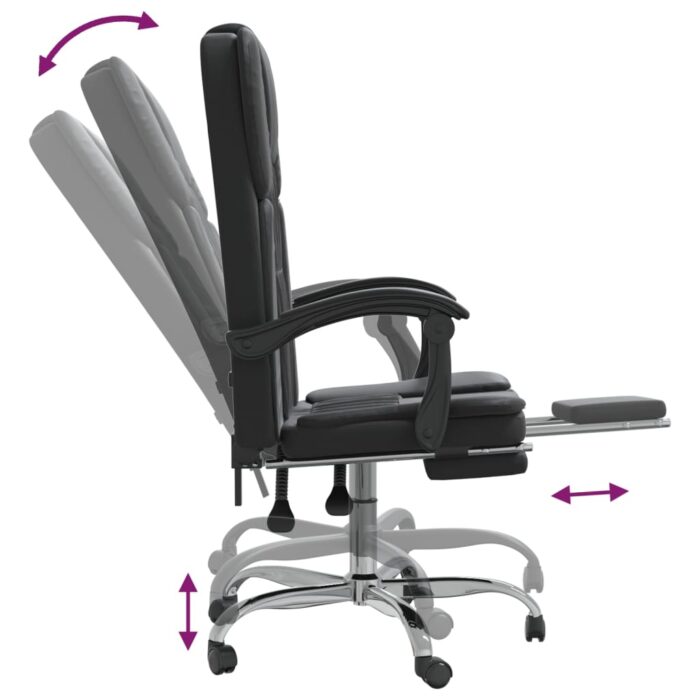 Fauteuil inclinable de bureau Noir Similicuir – Image 6