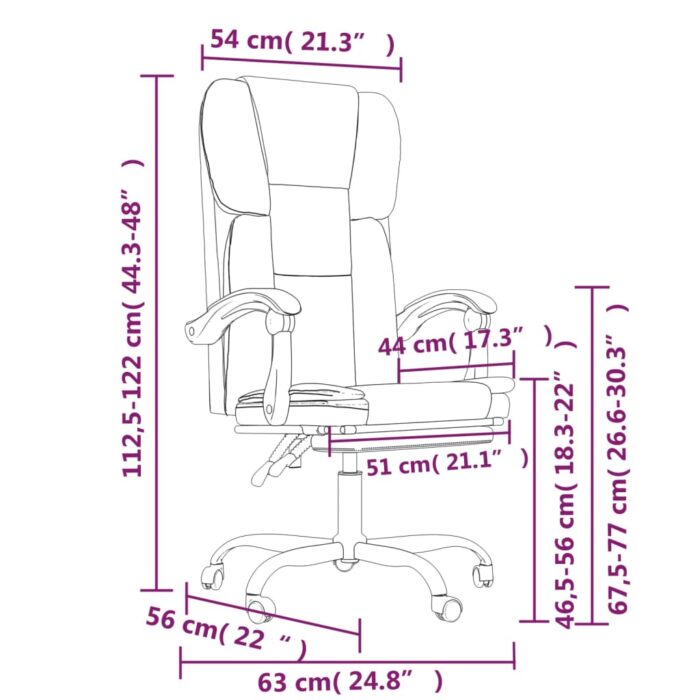 Fauteuil inclinable de bureau Noir Similicuir – Image 9