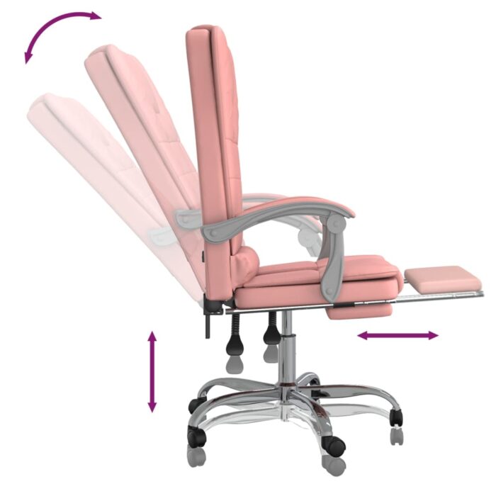 Fauteuil de massage inclinable de bureau Rose Similicuir – Image 6