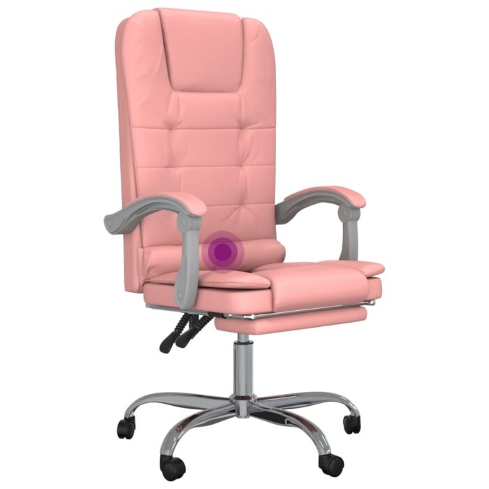Fauteuil de massage inclinable de bureau Rose Similicuir – Image 7