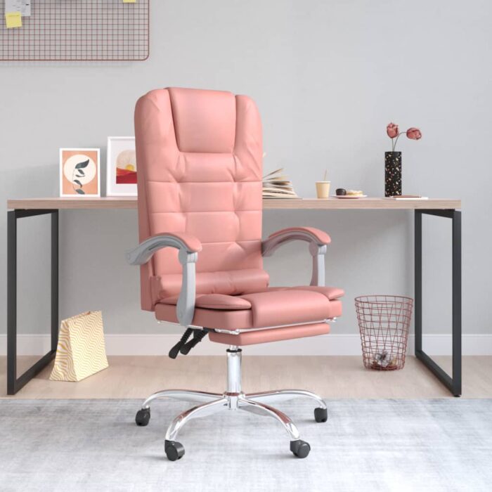 Fauteuil de massage inclinable de bureau Rose Similicuir – Image 1