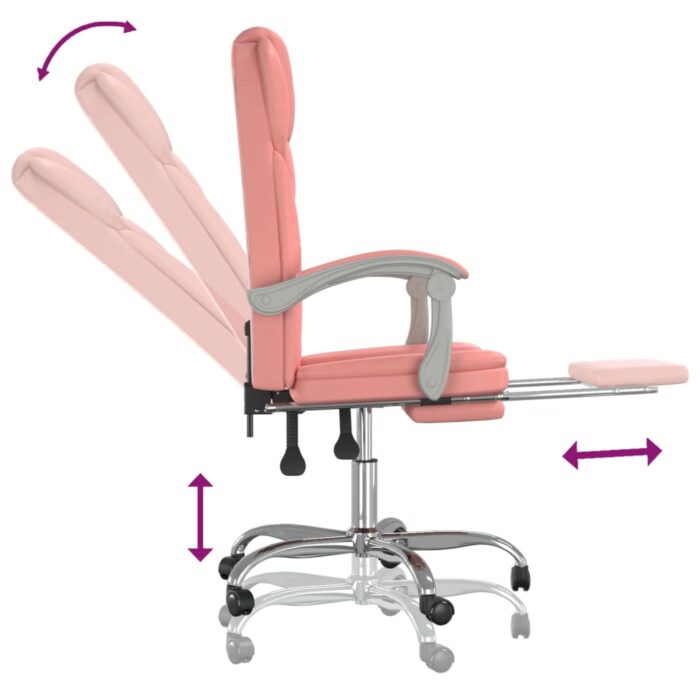 Fauteuil inclinable de bureau Rose Similicuir – Image 6