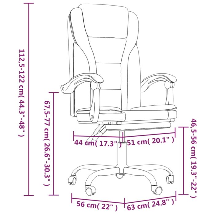 Fauteuil inclinable de bureau Rose Similicuir – Image 9
