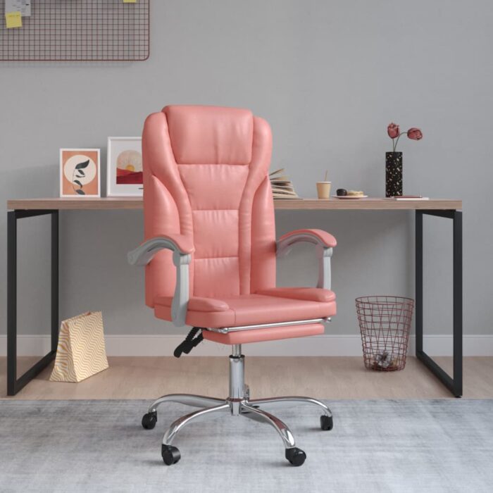 Fauteuil inclinable de bureau Rose Similicuir – Image 1