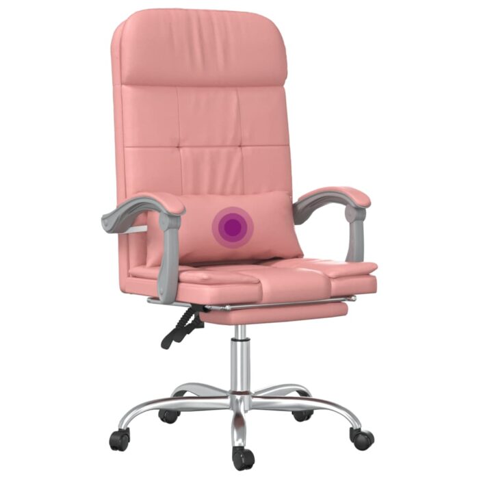 Fauteuil de massage inclinable de bureau Rose Similicuir – Image 8