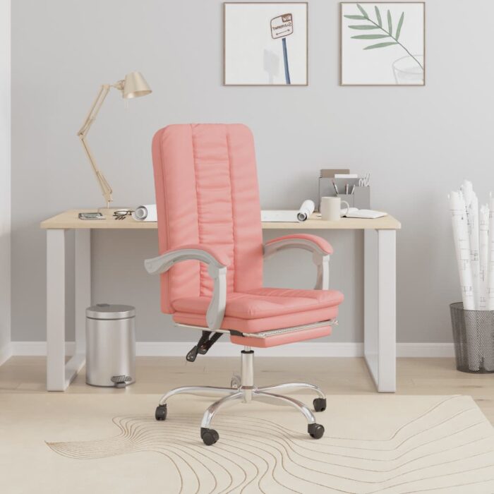 Fauteuil inclinable de bureau Rose Similicuir – Image 1