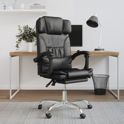 Fauteuil de massage inclinable de bureau Noir Similicuir
