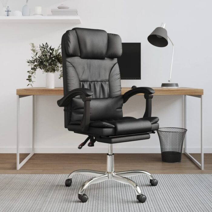 Fauteuil de massage inclinable de bureau Noir Similicuir – Image 1