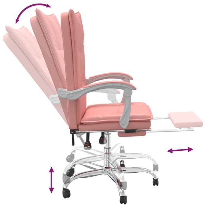 Fauteuil inclinable de bureau Rose Similicuir – Image 6
