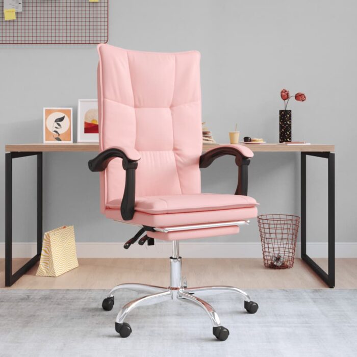 Fauteuil inclinable de bureau Rose Similicuir – Image 1
