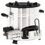 Poêle à bois avec ventilateur USB Argenté 35,5x26x28 cm Inox – Image 3