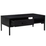 Table basse Noir 90x50x35 cm Bois de pin massif – Image 2