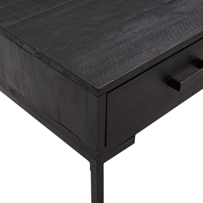 Table basse Noir 90x50x35 cm Bois de pin massif – Image 4