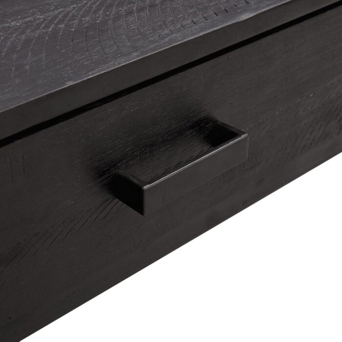 Table basse Noir 90x50x35 cm Bois de pin massif – Image 5