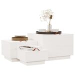 Boîtes de rangement et couvercles 3pcs Blanc Bois massif de pin – Image 2