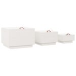 Boîtes de rangement et couvercles 3pcs Blanc Bois massif de pin – Image 3