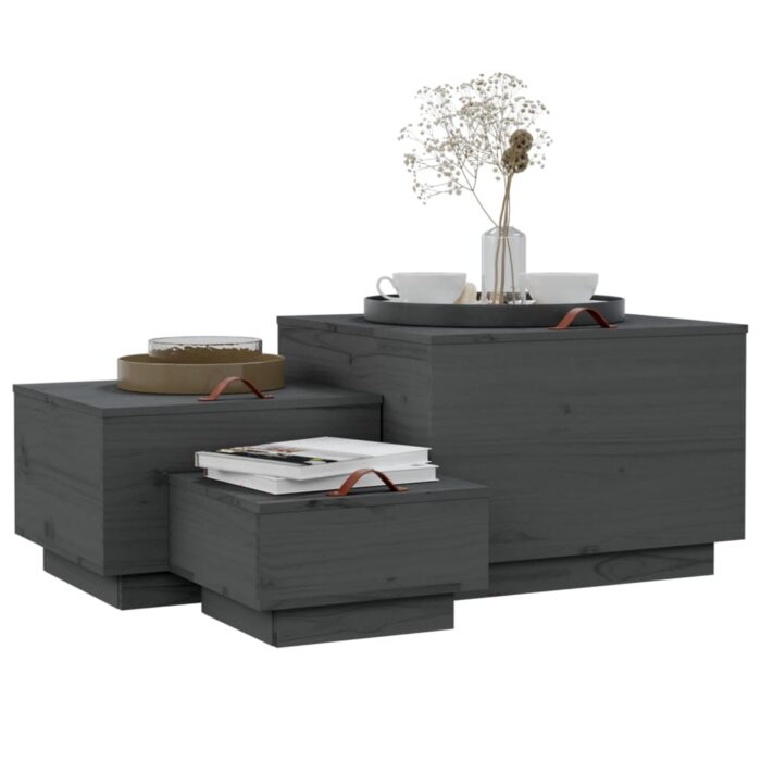 VXL8720287203322_g_en_hd_2.jpg Boîtes de rangement et couvercles 3 pcs Gris Bois massif de pin – Image 2