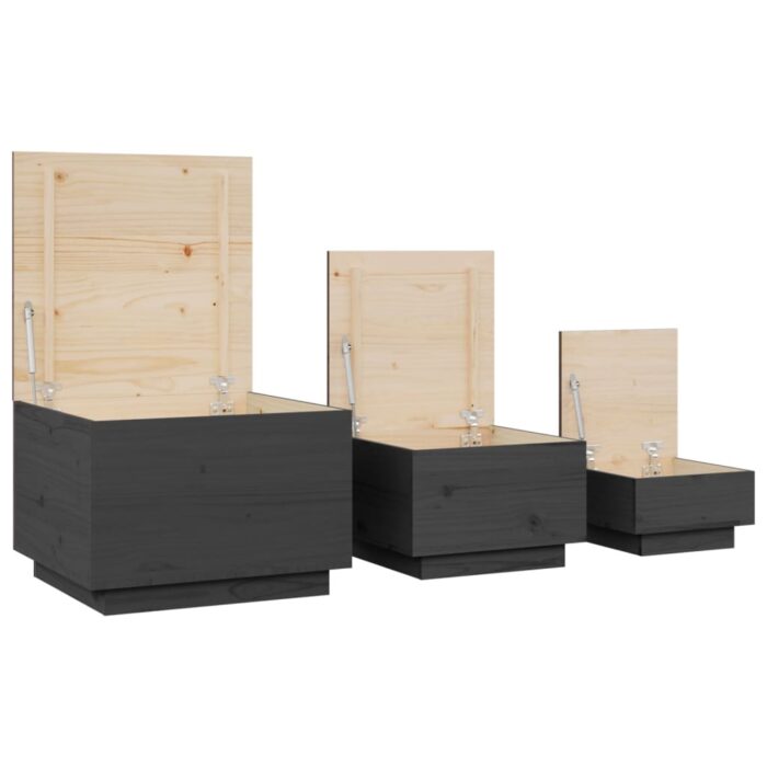 VXL8720287203322_g_en_hd_4.jpg Boîtes de rangement et couvercles 3 pcs Gris Bois massif de pin – Image 4