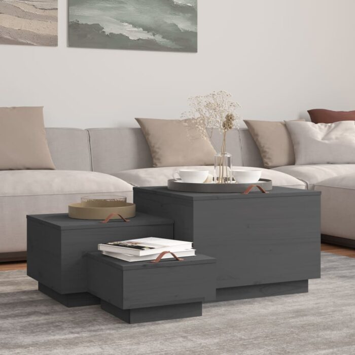 VXL8720287203322_m_en_hd_1.jpg Boîtes de rangement et couvercles 3 pcs Gris Bois massif de pin – Image 1